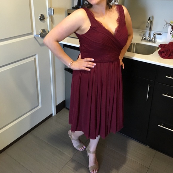 BHLDN Raspberry Chiffon & Lace Dress - Picture 8 of 8